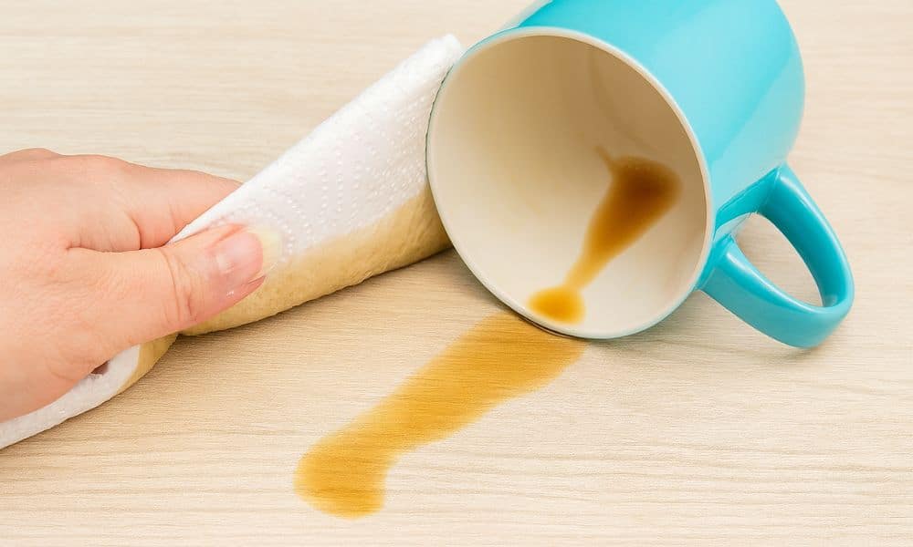 Remove Excess Coffee with Clean Paper Towels