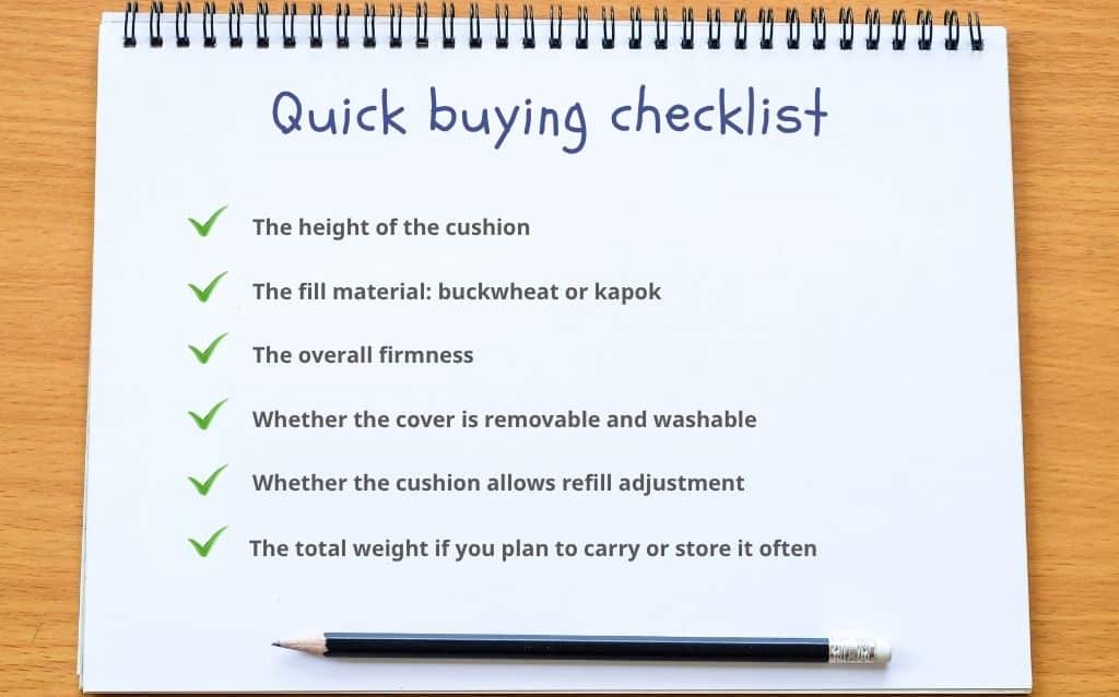 quick buying checklist for crescent meditation cushion