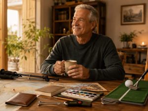 Useful retirement gifts for Dad arranged for a new chapter of travel, gardening, golf, painting, coffee, and everyday hobbies